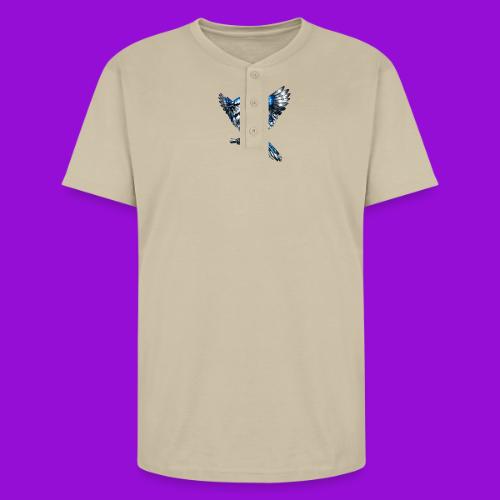 Silver Blue Jay Open Wing Perch - Unisex Henley T-Shirt