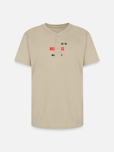 No Weakness Allowed - Unisex Henley T-Shirt - sand