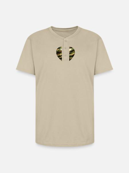 Camo Heart - Unisex Henley T-Shirt - sand