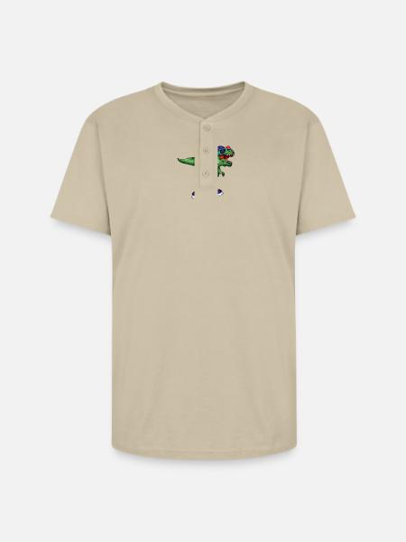 Dino Sneaker Rex - Unisex Henley T-Shirt - sand
