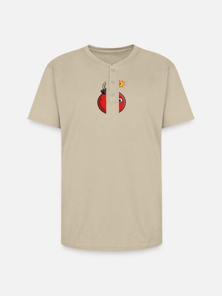 Playful Cartoon Bomb Design - Unisex Henley T-Shirt - sand