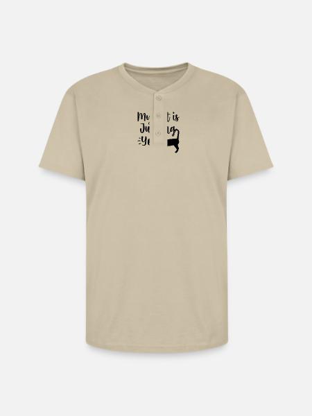 Funny Cat - Unisex Henley T-Shirt - sand