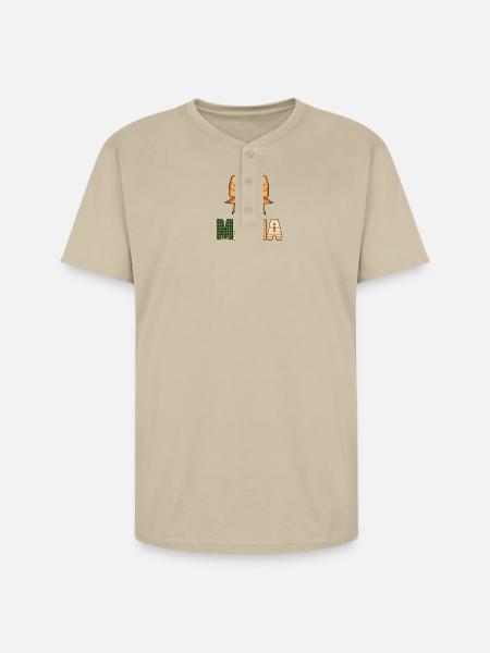Rustic Gingham Mother Design - Unisex Henley T-Shirt - sand
