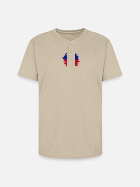 Haiti flags blob - Unisex Henley T-Shirt - sand