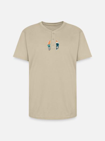 Dad Who Loves Surfing - Unisex Henley T-Shirt - sand