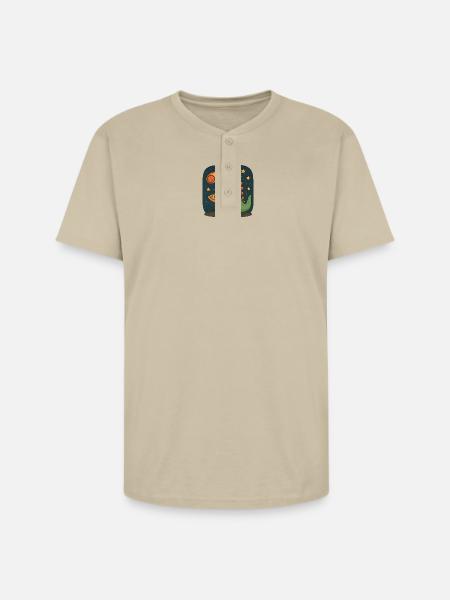 Dinosaur Space Adventure Design - Unisex Henley T-Shirt - sand