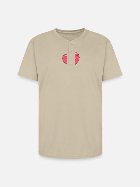 Broken Heart and Patch - Unisex Henley T-Shirt - sand