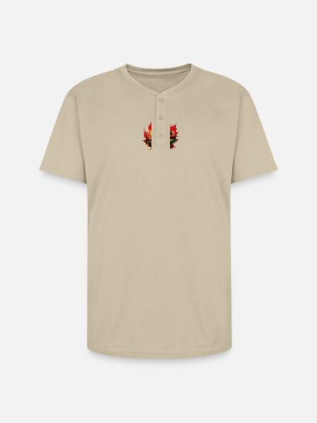 Autumn Maple Landscape - Unisex Henley T-Shirt - sand