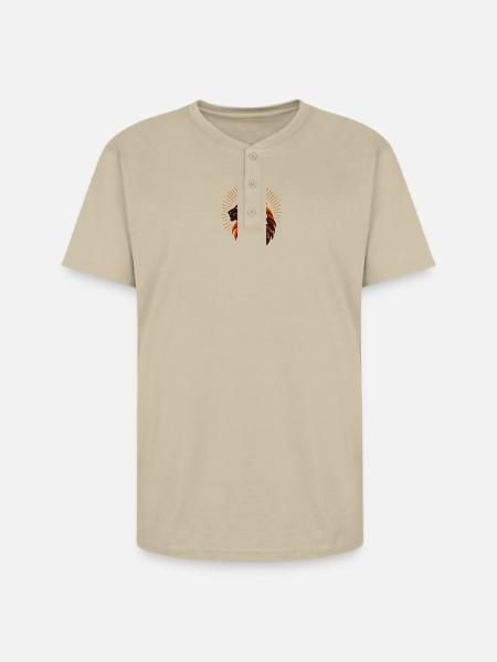 Roar for Joy Lion Emblem - Unisex Henley T-Shirt - sand