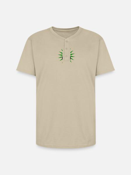 Green Sunburst Kettlebell Emblem - Unisex Henley T-Shirt - sand