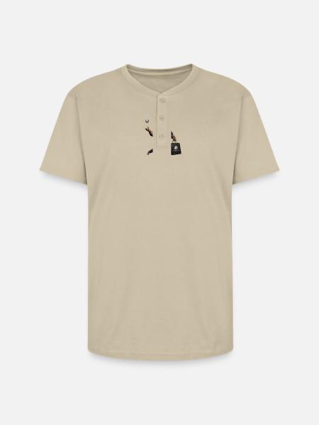 Coin armadillo LLC Tee - Unisex Henley T-Shirt - sand