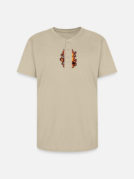 Flaming Piston Mascot - Unisex Henley T-Shirt - sand
