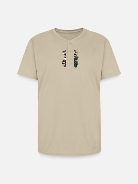 Introvert Cat Cozy Reader - Unisex Henley T-Shirt - sand