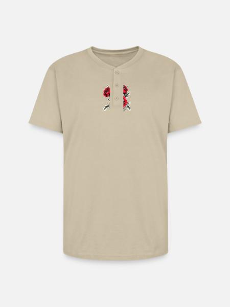Serpent & Rose Noir - Unisex Henley T-Shirt - sand