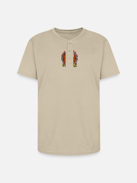 Flame Dunk Attack Basketball - Unisex Henley T-Shirt - sand