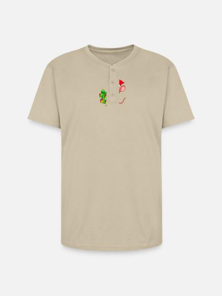 Cheerful Holiday Mouse Gift - Unisex Henley T-Shirt - sand