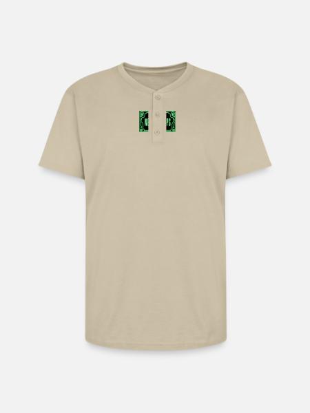 Neon Money Never Sleeps Sign - Unisex Henley T-Shirt - sand