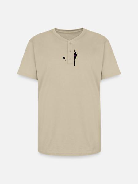 Whimsical Alien Face Design - Unisex Henley T-Shirt - sand