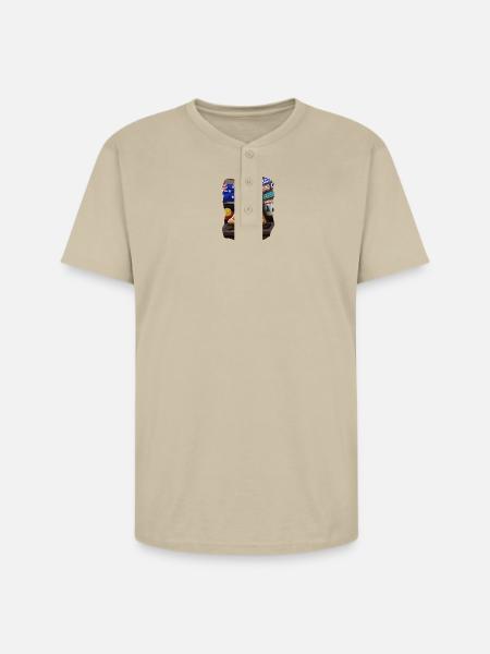 AUSSIE PUB ROO - Unisex Henley T-Shirt - sand