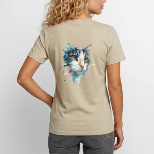 Watercolor cat face - Unisex Henley T-Shirt