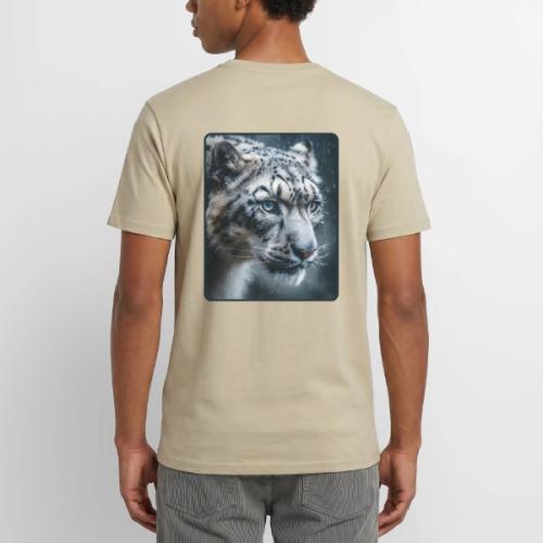 Snow Leopard Blue Eyes Design - Unisex Henley T-Shirt