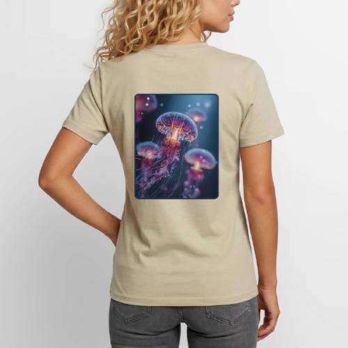 Glowing Jellyfish Deep Sea Design - Unisex Henley T-Shirt