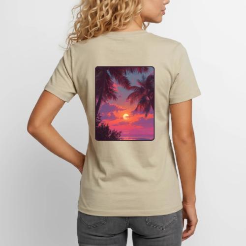 Tropical Sunset Palm Silhouette Design - Unisex Henley T-Shirt