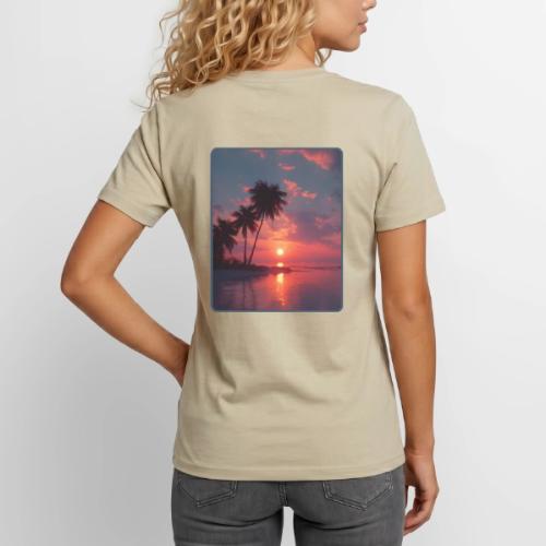 Tropical Sunset Ocean Reflection Design - Unisex Henley T-Shirt