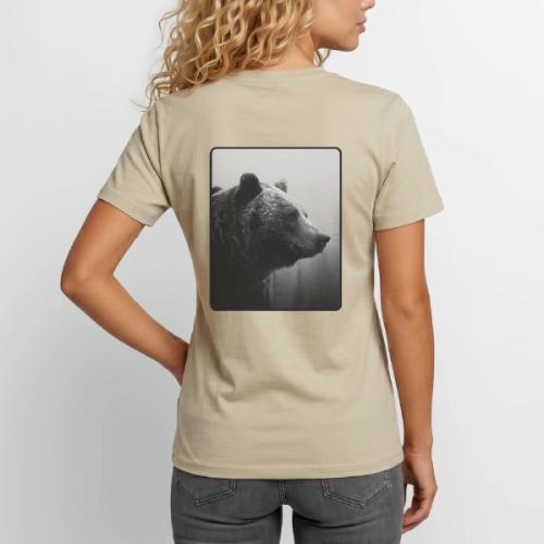Grizzly Bear Black White Portrait Design - Unisex Henley T-Shirt