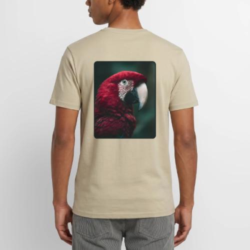 Red Green Macaw Bird Portrait Design - Unisex Henley T-Shirt