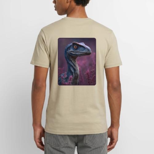 Blue Velociraptor Portrait Design - Unisex Henley T-Shirt