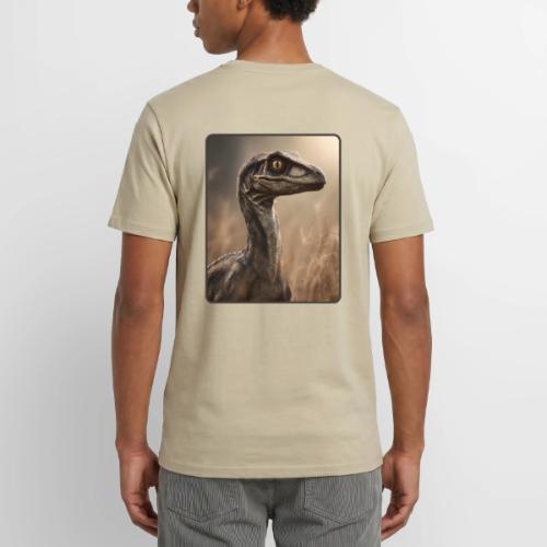 Velociraptor Feathered Portrait Design - Unisex Henley T-Shirt