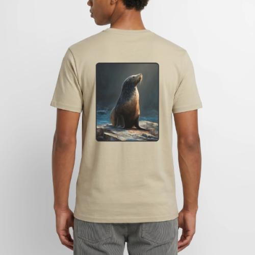Fur Seal Artistic Shore Portrait Design - Unisex Henley T-Shirt