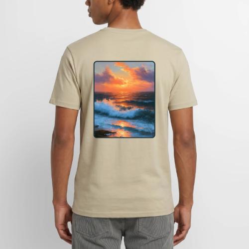 Sunset Storm Waves Oil Painting - Unisex Henley T-Shirt