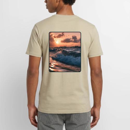 Golden Sunset Ocean Wave - Unisex Henley T-Shirt