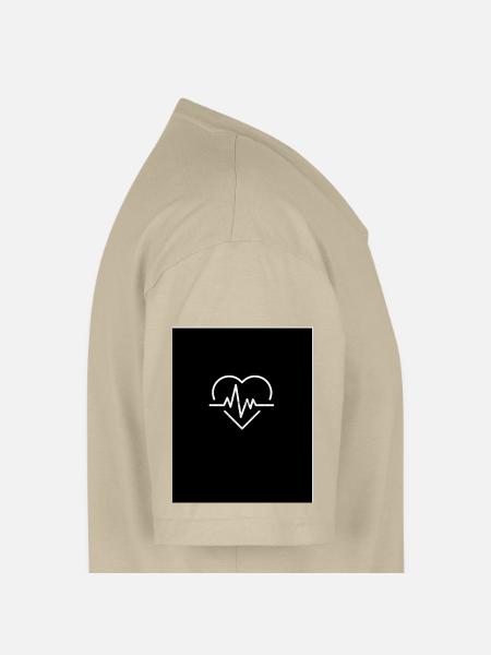 Heartbeat Minimal Line Heart - Unisex Henley T-Shirt - sand