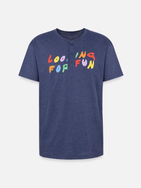 Looking for Fun - Unisex Henley T-Shirt - heather indigo