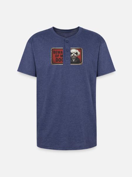 Beware of my dog - Unisex Henley T-Shirt - heather indigo