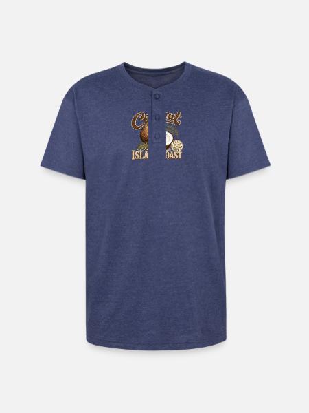 Coconut Island Coast Design - Unisex Henley T-Shirt - heather indigo