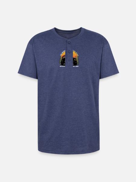 GO_WHERE_THERE_IS NO ROAD - Unisex Henley T-Shirt - heather indigo