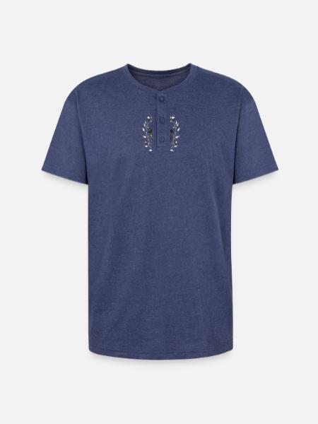 Celestial Moth Clockwork - Unisex Henley T-Shirt - heather indigo