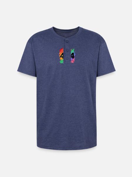 Rainbow 404 Error Tee - Unisex Henley T-Shirt - heather indigo