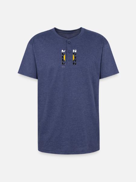 Howling Wolf Full Moon Graphic - Unisex Henley T-Shirt - heather indigo