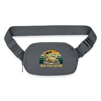 Sea You Later Funny Turtle T-Shirt | Cute Beach  - Matte Hip Bag - mineral grey - Front