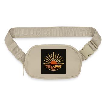 Sunrise Over Ocean Waves Emblem - Matte Hip Bag - sandgrau - Front