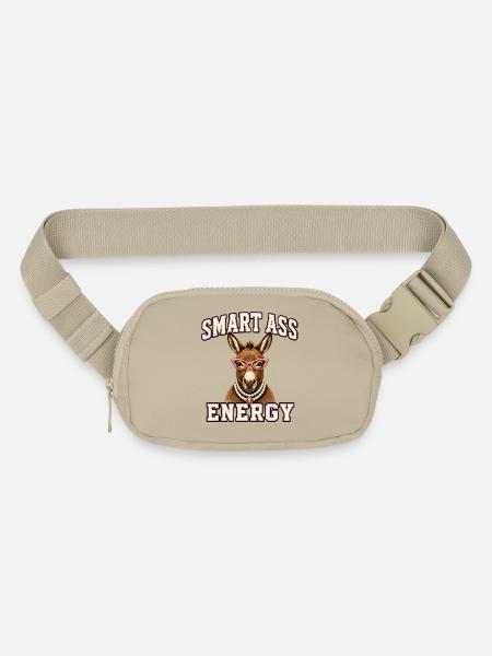 Smart Ass Energy Funny Donkey - Matte Hip Bag - sandgrau