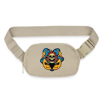 Flaming Skull Emblem Halftone - Matte Hip Bag - sandgrau - Front