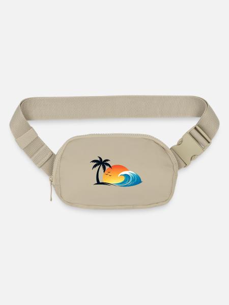 Tropical Sunset Palm Wave - Matte Hip Bag - sandgrau