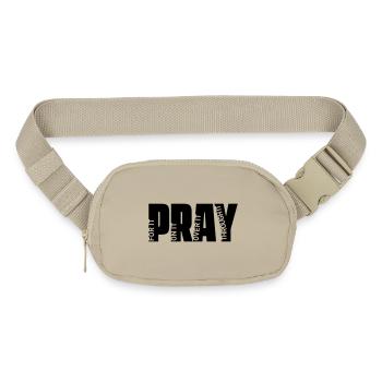 Pray For It Pray On It Christian Faith Typography  - Matte Hip Bag - sandgrau - Front