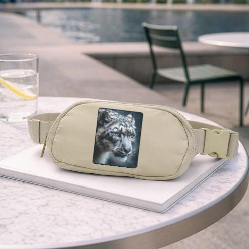 Snow Leopard Blue Eyes Design - Matte Hip Bag